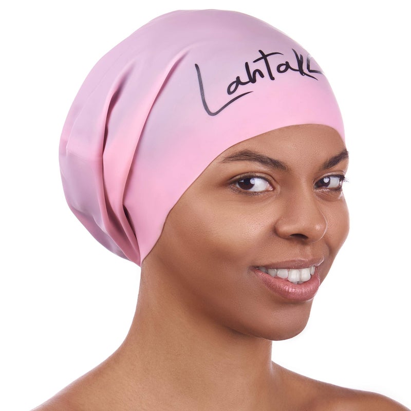 Lahtak Long Hair Swim Cap - Swimming Caps for Women Men - Extra Large Swim Caps - Premium Waterproof Silicone Swim Cap - Dreadlocks - Suits Recreational Swimmers (Rose Quartz L) - Image 1